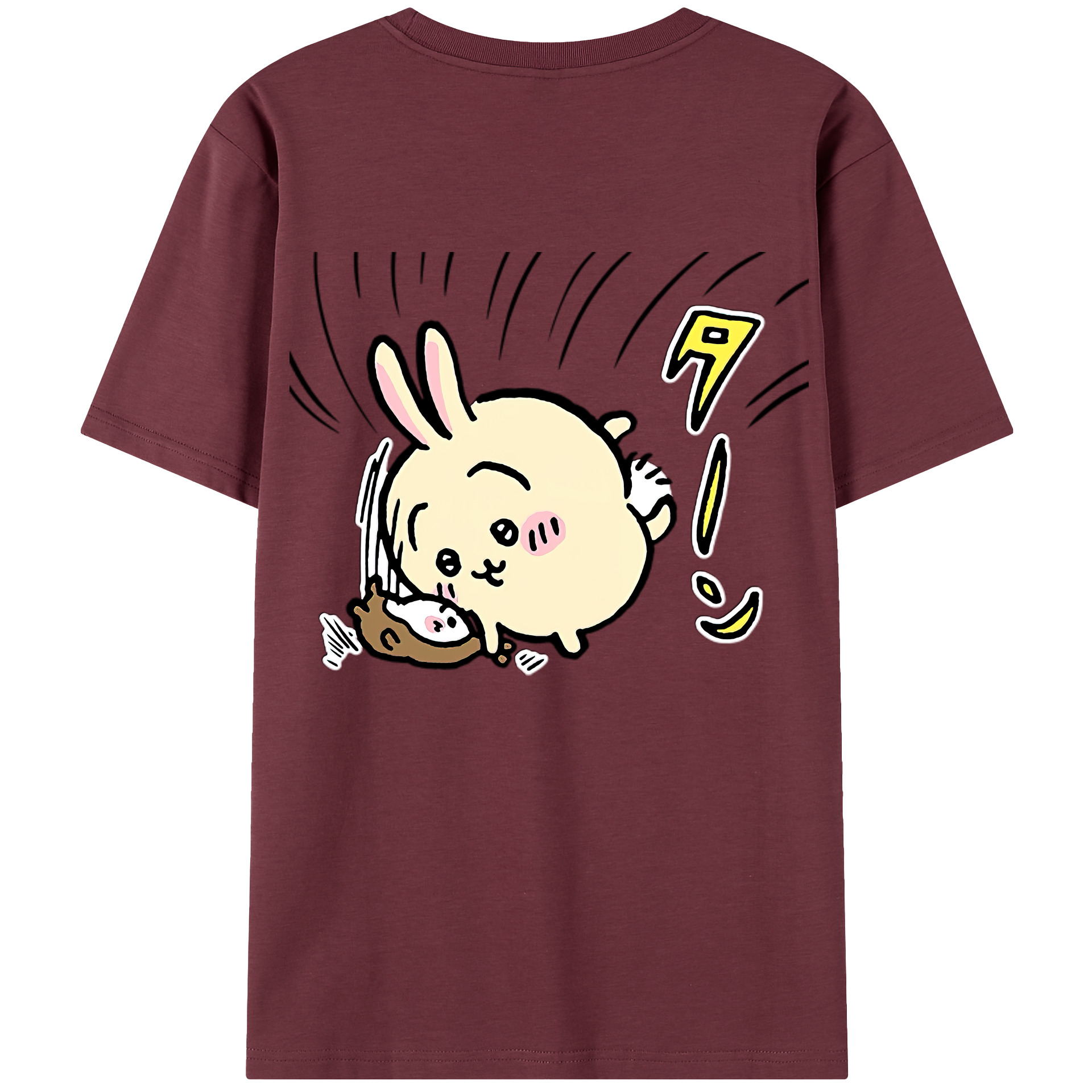 （画像用） ちいかわ うさぎ Chii-kawa usagi 綿100％半袖Tシャツ（背面プリント）